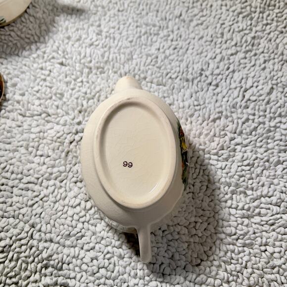 Cronin China Creamer or Gravy Boat & Lidded Sugar Bowl Minerva OH CO12 Gold Whit - Picture 16 of 16